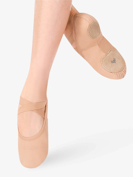 Men's stretch canvas split sole tan ballet slipper
